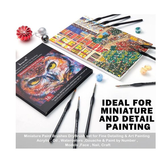 BRUSARTH 3pack/16 pcs MiniAture Fine Detail Paint Brushes Set - Picture 5 of 8